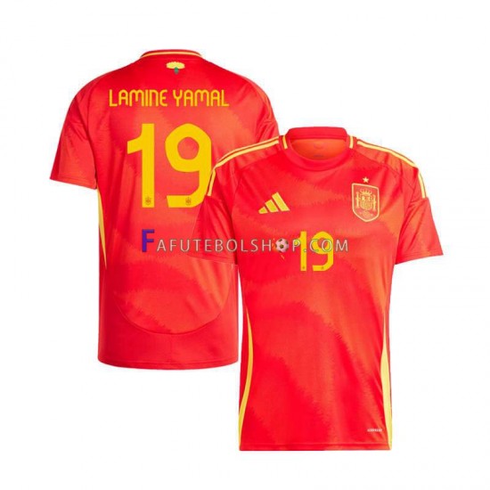 Camisa 1 Espanha Lamine Yamal 19 Euro 2024 manga curta ,Masculino