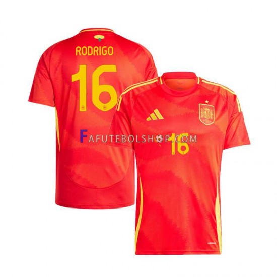 Camisa 1 Espanha Rodrigo 16 Euro 2024 manga curta ,Masculino