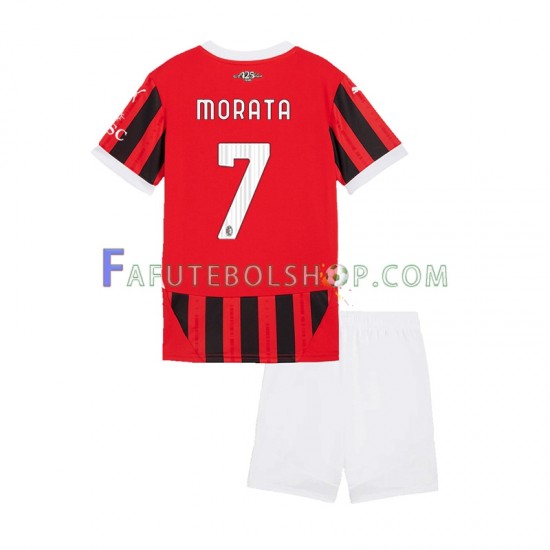 Camisa 1 AC Milan Alvaro Morata 7 2024-2025 manga curta ,infantil