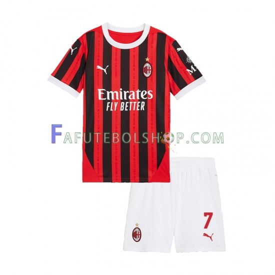 Camisa 1 AC Milan Alvaro Morata 7 2024-2025 manga curta ,infantil