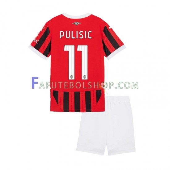 Camisa 1 AC Milan Christian Pulisic 11 2024-2025 manga curta ,infantil