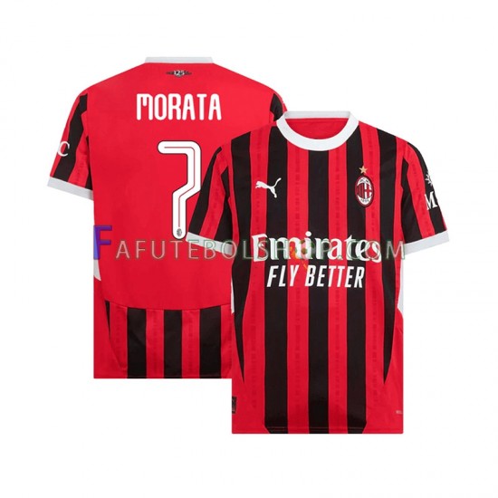 Camisa 1 AC Milan UCL Font MORATA 7 2024-2025 manga curta ,Masculino