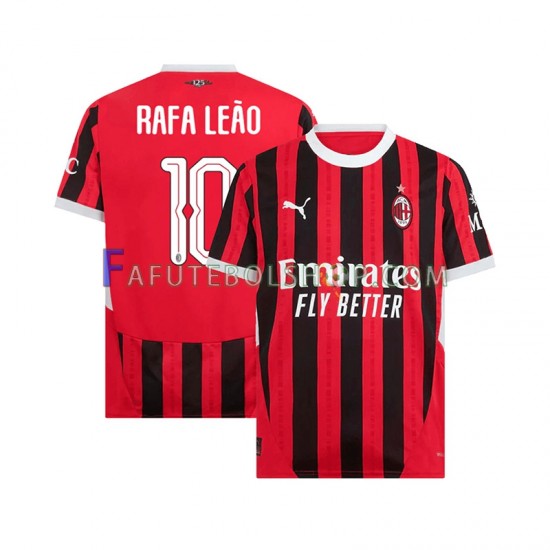 Camisa 1 AC Milan UCL Font RAFA LEAO 10 2024-2025 manga curta ,Masculino