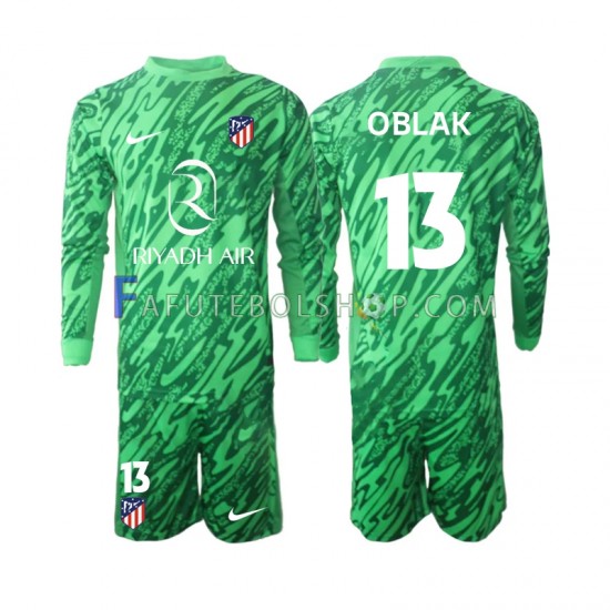 Camisa Goleiro 2 Atlético de Madrid Jan Oblak 13 2024-2025 manga longa ,infantil