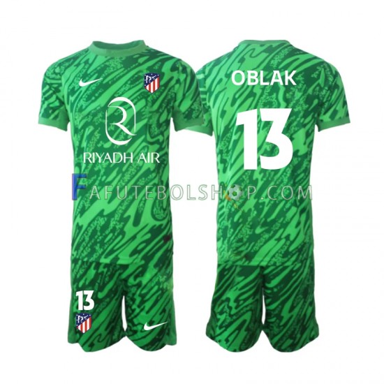 Camisa Goleiro 2 Atlético de Madrid Jan Oblak 13 2024-2025 manga curta ,infantil