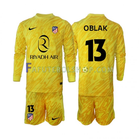 Camisa Goleiro 3 Atlético de Madrid Jan Oblak 13 2024-2025 manga longa ,infantil