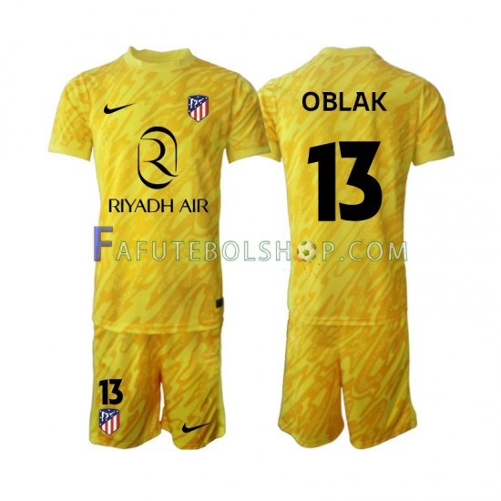 Camisa Goleiro 3 Atlético de Madrid Jan Oblak 13 2024-2025 manga curta ,infantil