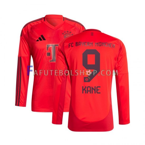 Camisa 1 Bayern de Munique Vermelho Kane 9 2024-2025 manga longa ,Masculino