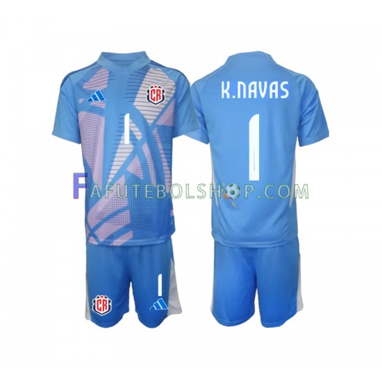 Camisa Goleiro 1 Costa Rica Azul Keylor Navas 1 2024 manga curta ,infantil