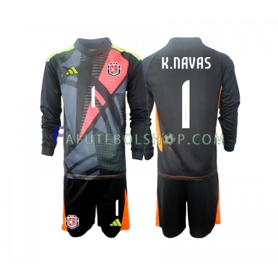 Camisa Goleiro 3 Costa Rica Preto Keylor Navas 1 2024 manga longa ,infantil