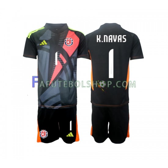 Camisa Goleiro 3 Costa Rica Preto Keylor Navas 1 2024 manga curta ,infantil