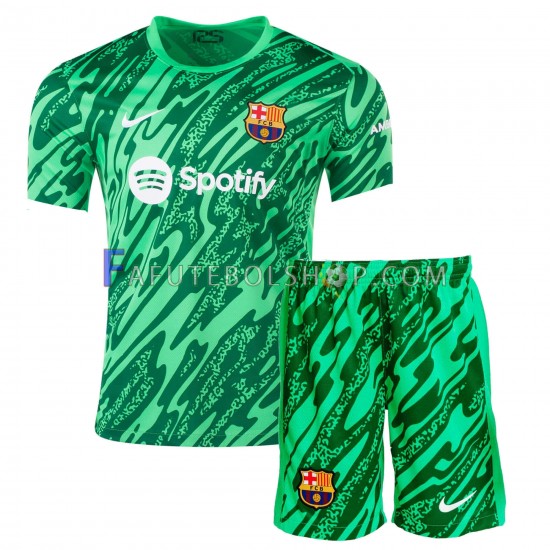 Camisa Goleiro 1 FC Barcelona Verde 2024-2025 manga curta ,infantil