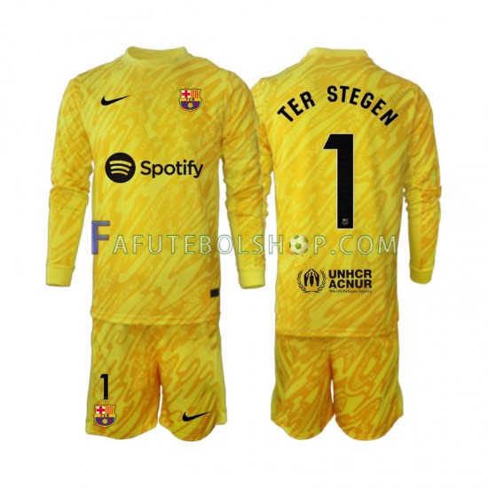 Camisa Goleiro 2 FC Barcelona Ter Stegen 1 2024-2025 manga longa ,infantil