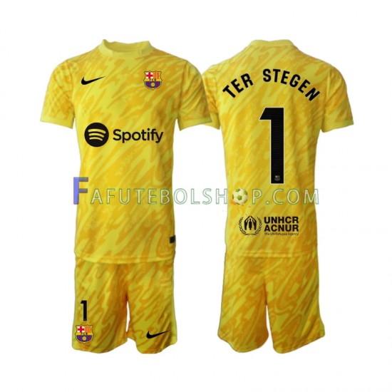 Camisa Goleiro 2 FC Barcelona Ter Stegen 1 2024-2025 manga curta ,infantil