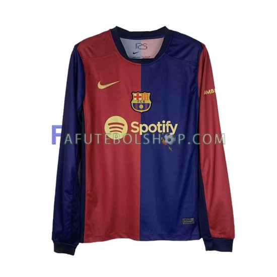 Camisa 1 FC Barcelona 2024-2025 manga longa ,Masculino