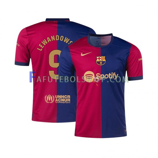 Camisa 1 FC Barcelona Robert Lewandowski 9 2024-2025 manga curta ,Masculino