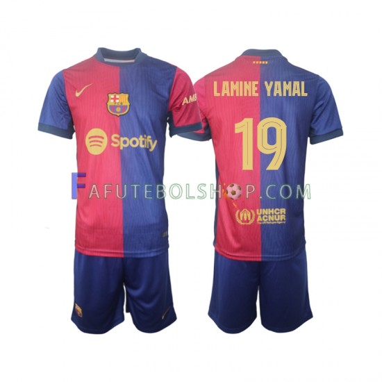 Camisa 1 FC Barcelona UCL Font Lamine Yamal 19 2024-2025 manga curta ,infantil