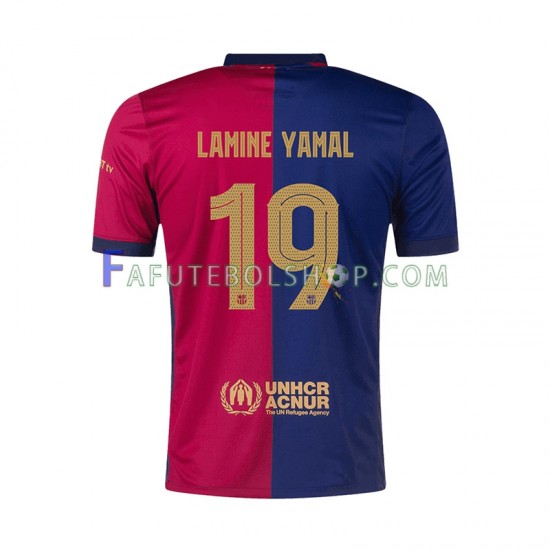 Camisa 1 FC Barcelona UCL Font Lamine Yamal 19 2024-2025 manga curta ,Masculino