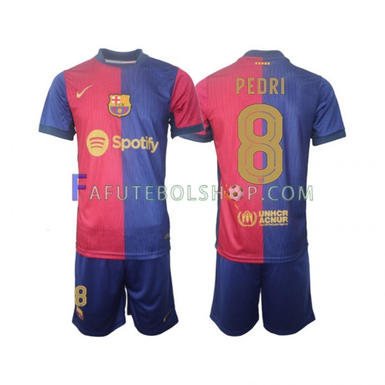 Camisa 1 FC Barcelona UCL Font PEDRI 8 2024-2025 manga curta ,infantil