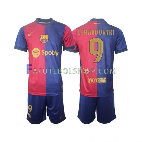 Camisa 1 FC Barcelona UCL Font Robert Lewandowski 9 2024-2025 manga curta ,infantil