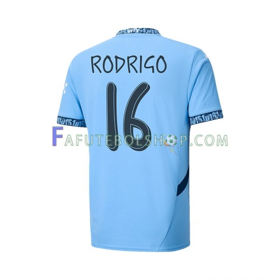 Camisa 1 Manchester City UCL Font RODRIGO 16 2024-2025 manga curta ,Masculino