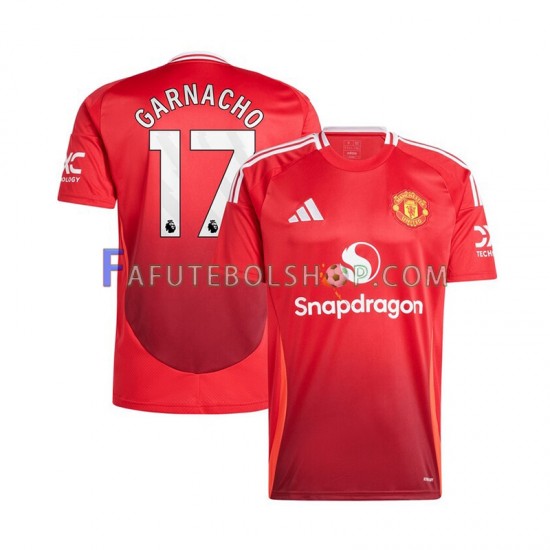 Camisa 1 Manchester United Vermelho Alejandro Garnacho 17 2024-2025 manga curta ,Masculino