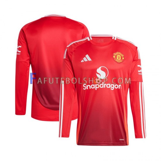 Camisa 1 Manchester United Vermelho 2024-2025 manga longa ,Masculino