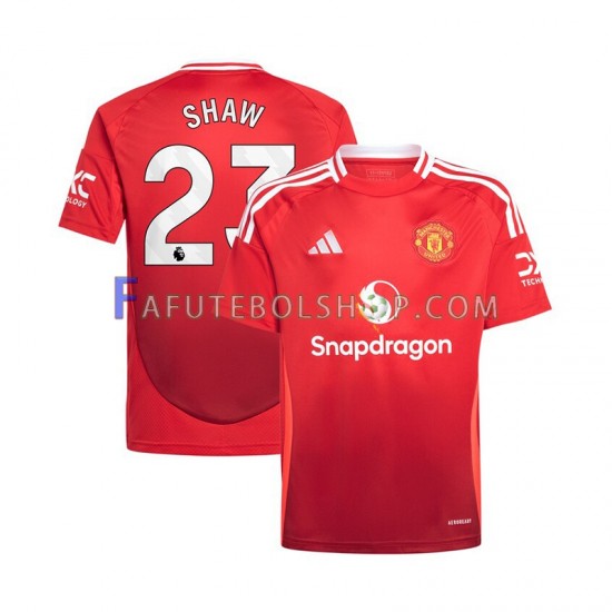 Camisa 1 Manchester United Vermelho Luke Shaw 23 2024-2025 manga curta ,Masculino