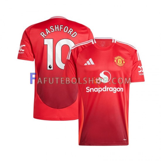 Camisa 1 Manchester United Vermelho Marcus Rashford 10 2024-2025 manga curta ,Masculino