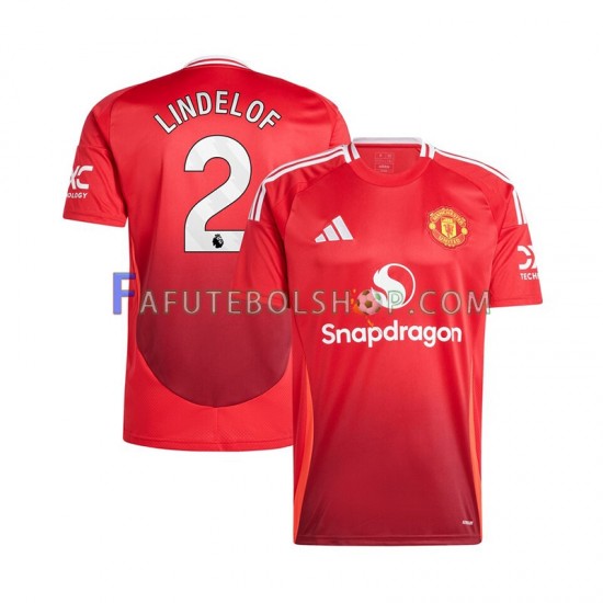 Camisa 1 Manchester United Vermelho Victor Lindelof 2 2024-2025 manga curta ,Masculino