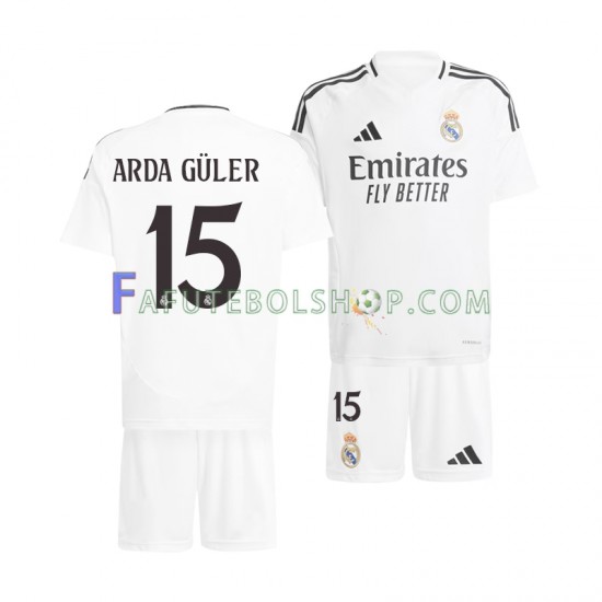 Camisa 1 Real Madrid Arda Guler 15 2024-2025 manga curta ,infantil