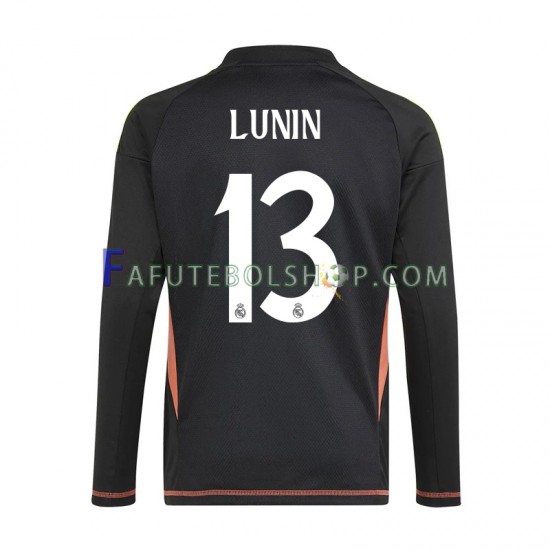 Camisa Goleiro 2 Real Madrid Azul Andriy Lunin 13 2024-2025 manga longa ,Masculino