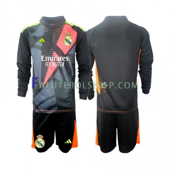 Camisa Goleiro 2 Real Madrid Preto 2024-2025 manga longa ,infantil