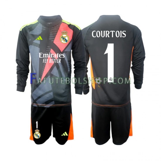 Camisa Goleiro 2 Real Madrid Preto Thibaut Courtois 1 2024-2025 manga longa ,infantil