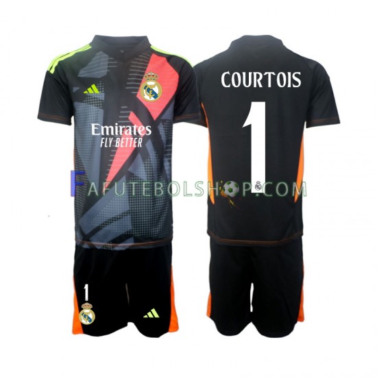 Camisa Goleiro 2 Real Madrid Preto Thibaut Courtois 1 2024-2025 manga curta ,infantil