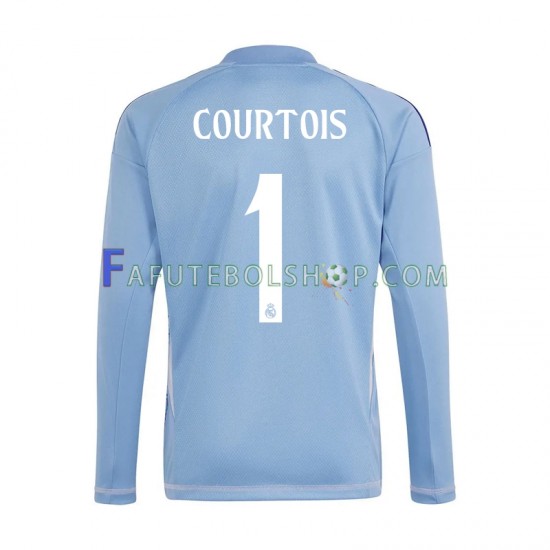 Camisa Goleiro 1 Real Madrid Azul Thibaut Courtois 1 2024-2025 manga longa ,Masculino