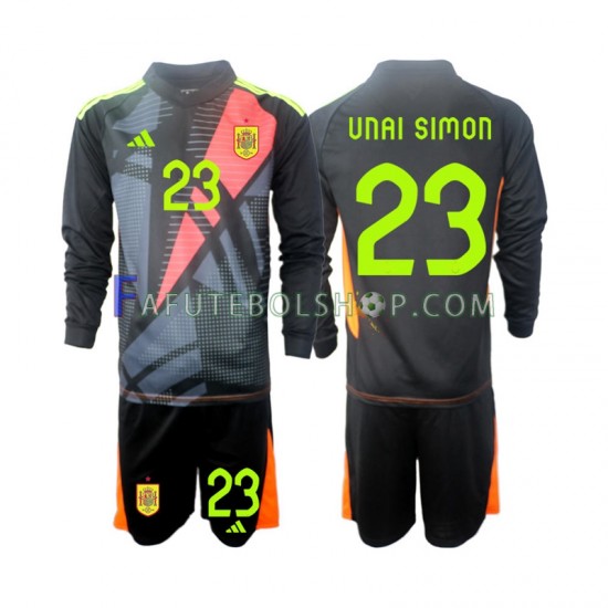 Camisa Goleiro 2 Espanha Unai Simon 23 Euro 2024 manga longa ,infantil