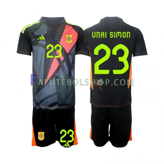 Camisa Goleiro 2 Espanha Unai Simon 23 Euro 2024 manga curta ,infantil