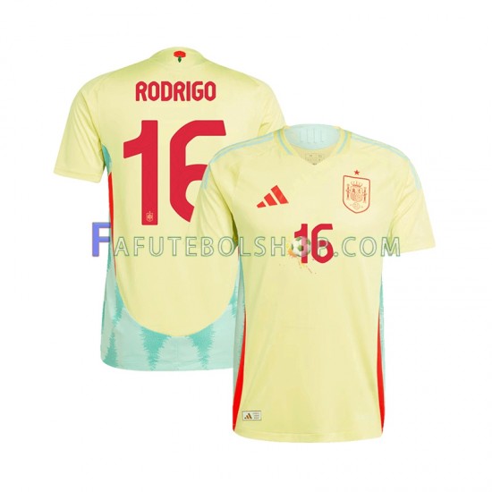 Camisa 2 Espanha RODRIGO 16 Euro 2024 manga curta ,Masculino