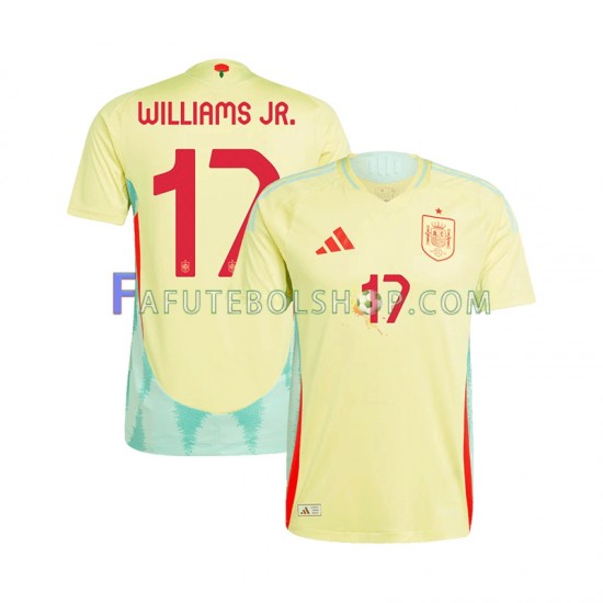 Camisa 2 Espanha WILLIAMS JR 17 Euro 2024 manga curta ,Masculino