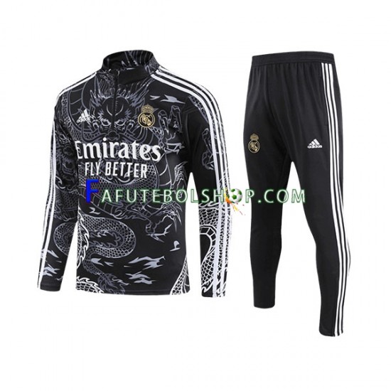 Real Madrid Preto Dragon Sweat de Treino Conjunto 2023-2024