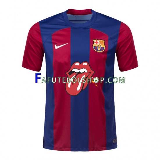 Camisa 1 FC Barcelona Rolling Stones 2023-2024 manga curta ,Masculino