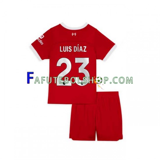 Camisa 1 Liverpool Luis Diaz 23 2023-2024 manga curta ,infantil