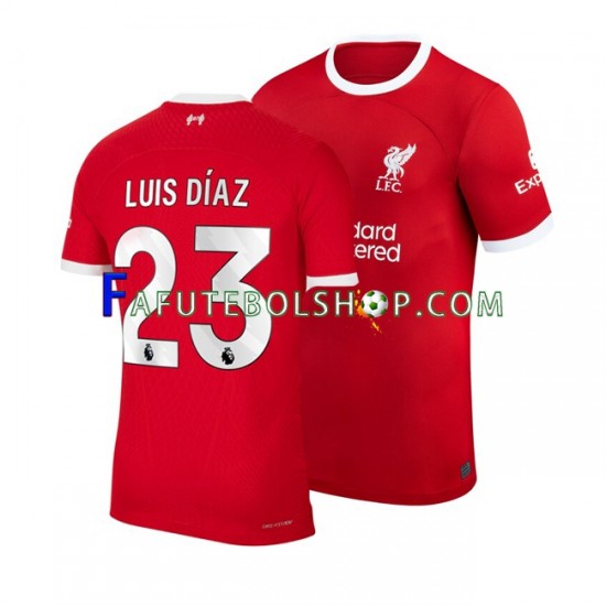 Camisa 1 Liverpool Luis Diaz 23 2023-2024 manga curta ,Masculino