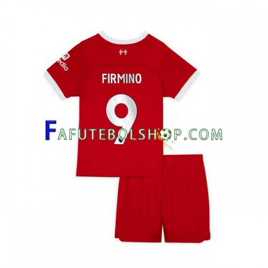 Camisa 1 Liverpool Roberto Firmino 9 2023-2024 manga curta ,infantil