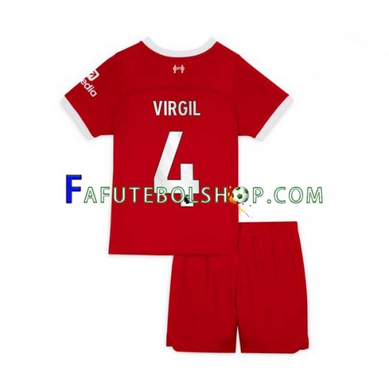 Camisa 1 Liverpool Virgil van Dijk 4 2023-2024 manga curta ,infantil