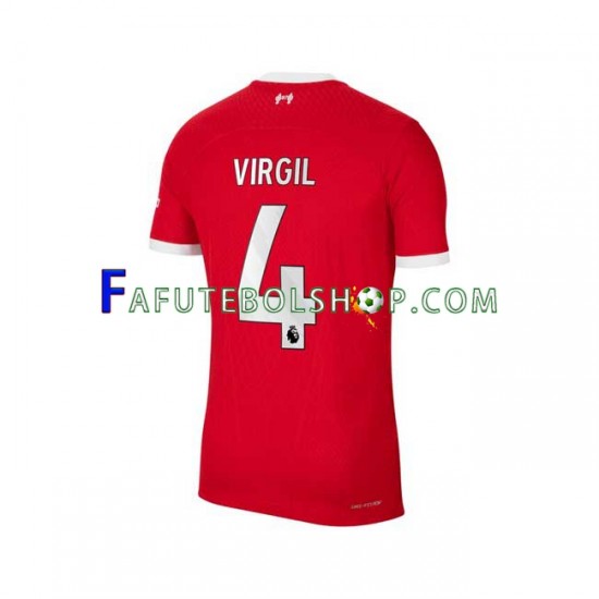 Camisa 1 Liverpool Virgil van Dijk 4 2023-2024 manga curta ,Masculino