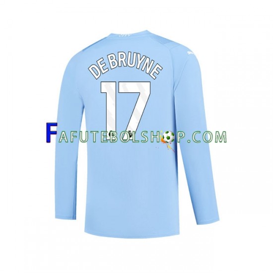 Camisa 1 Manchester City Kevin De Bruyne 17 2023-2024 manga longa ,Masculino