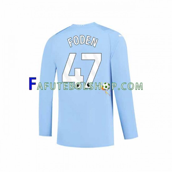 Camisa 1 Manchester City Phil Foden 47 2023-2024 manga longa ,Masculino