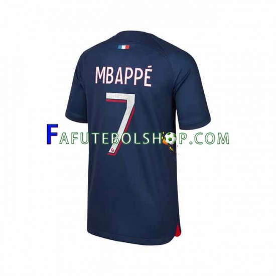 Camisa 1 Paris Saint Germain Mbappé 7 2023-2024 manga curta ,Masculino